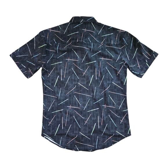 RSVLTS star wars lightsaber kunuflex shirt sz S short sleeve button Up May 4th - Picture 2 of 5